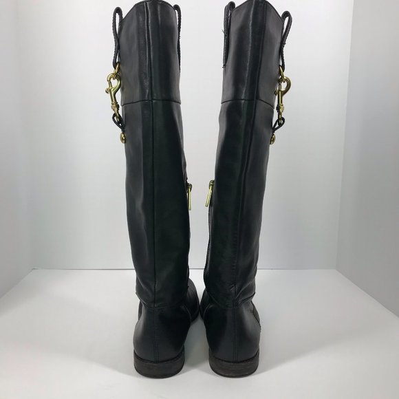 Coach Black & Gold Leather Knee High Martta Boot - Picture 4 of 15